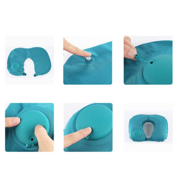 Uppblåsbar resekudde med pump, kompatibel med flygresor, svart black one size