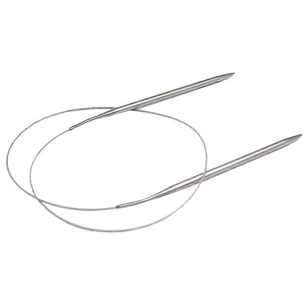 Cirkulära stickor i rostfritt stål för stickning 84 cm silver