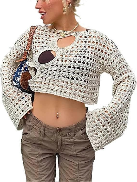 Y2K Cutout Topp Långärmad för Kvinnor