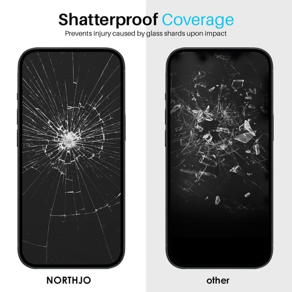 NORTHJO iPhone 16 Pro Skjermbeskytter Full Dekning 2-PACK inkl. Ramme 77