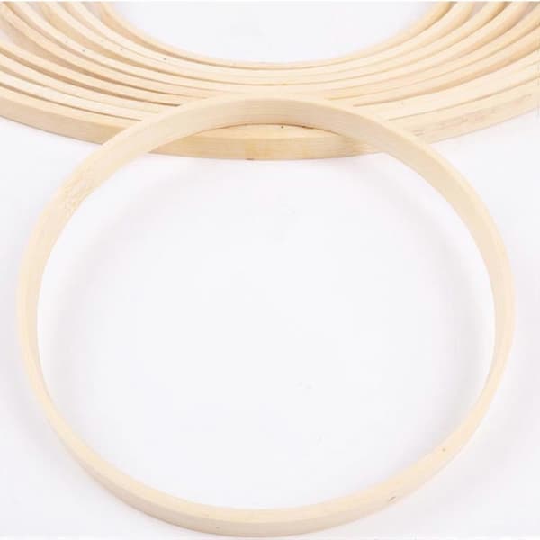 Bambu drömfångarring för DIY-hantverk med 10 st beige träringar