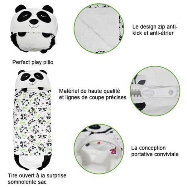 Sovsäck - JRING - Panda - 160x60 cm - Supermjuk - Bekväm för barn