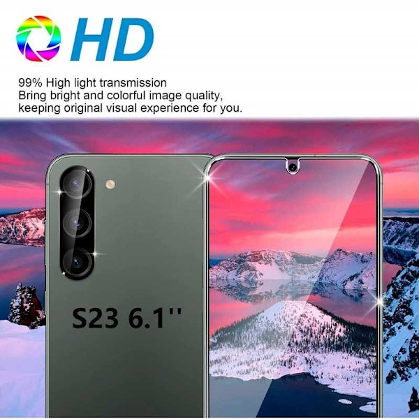 2 KPL Yhteensopiva Samsung S23 karkaistun lasin kanssa 0,26 mm 2,5D 9H