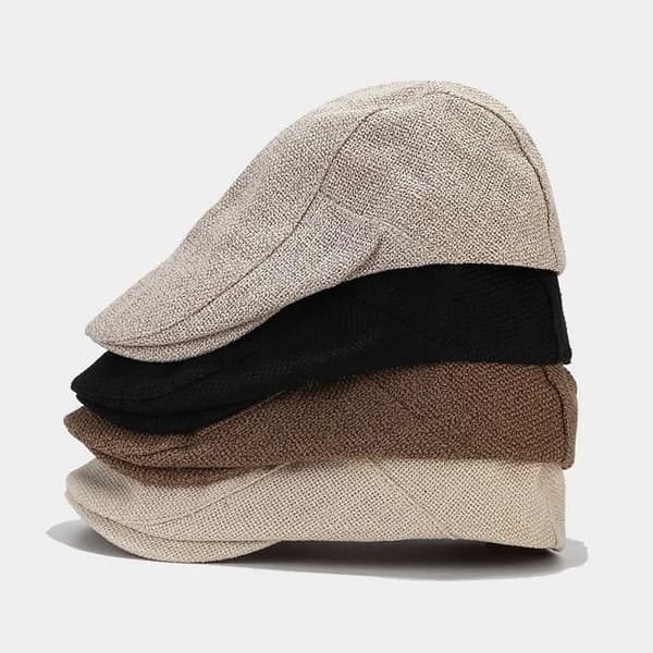 Unisex Retro Stil Flat Beret Lue, Uformell Malerkappe for Kvinner og Menn - Beige