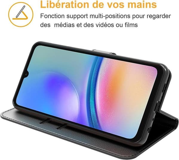 Etui til Samsung Galaxy A25 5G, Flip Læderetui med Magnetisk Lukning og Multifunktionel Sort - New&Teck