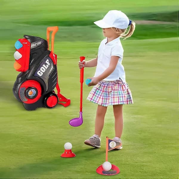 Børnegolfkøller 3-5, Letgreb Design Golfsæt, Sikre Materialer, Farverig Bæretaske Til Udendørs Leg, Baghave, Have