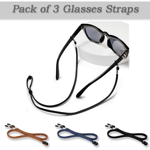 3 st Unisex Glasögonband - Universal Läder Glasögonkedja Snodd Halkfria Glasögonband Glasögonkedja Justerbara Glasögon