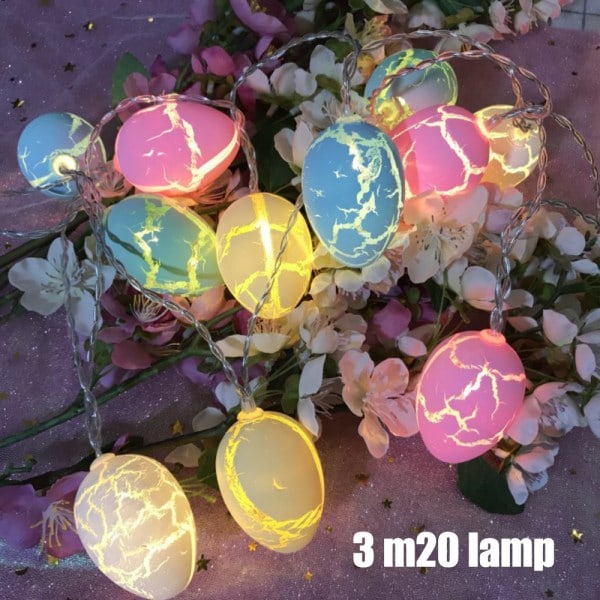 Påskägg Ljusslinga Fairy Sprucket Ägg Lampa Party för Hemmet