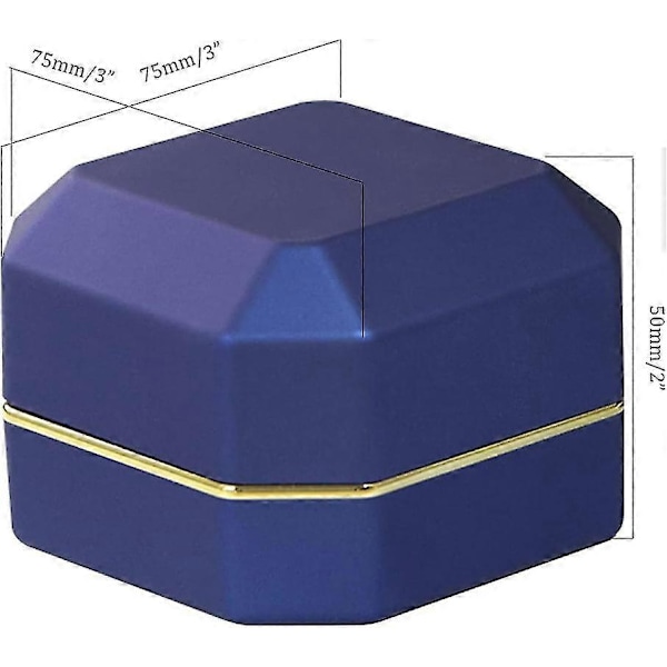 Lyxig Ringask, Fyrkantig Sammet Bröllopsringfodral Smyckespresentask Med LED-Lampa För Frieri Förlovning Bröllop Blue