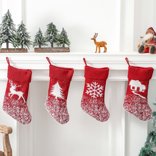 4 Pack Cable Knit Christmas Stockings, 16.5 Inch Wide, Classic