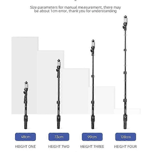 YUNTENG 1288 Säädettävä 127 cm Alumiiniseoksesta Valmistettu Selfie-keppi Bluetooth-kaukosäätimellä Älypuhelimille ja Kameroille
