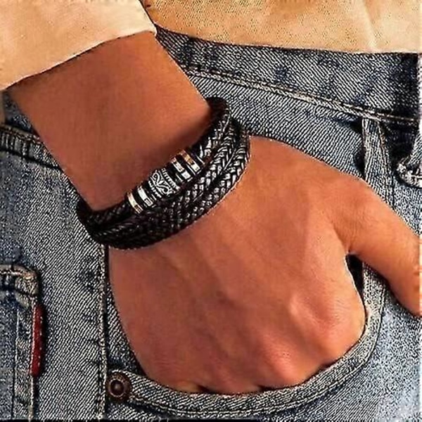 Till Min Sonson Flätat Läderarmband Jag Kommer Alltid Vara Med Dig Män Handgjort Flätat Rep Justerbart Armband Gåva till Sonson