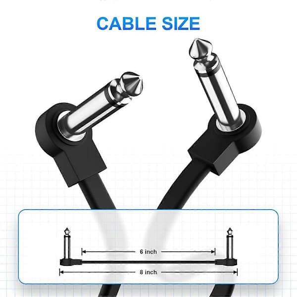 6-pack 6-tums gitarrpatchkabel, Inst ent gitarrpedalkabel rätvinklig platt patchkabel,A