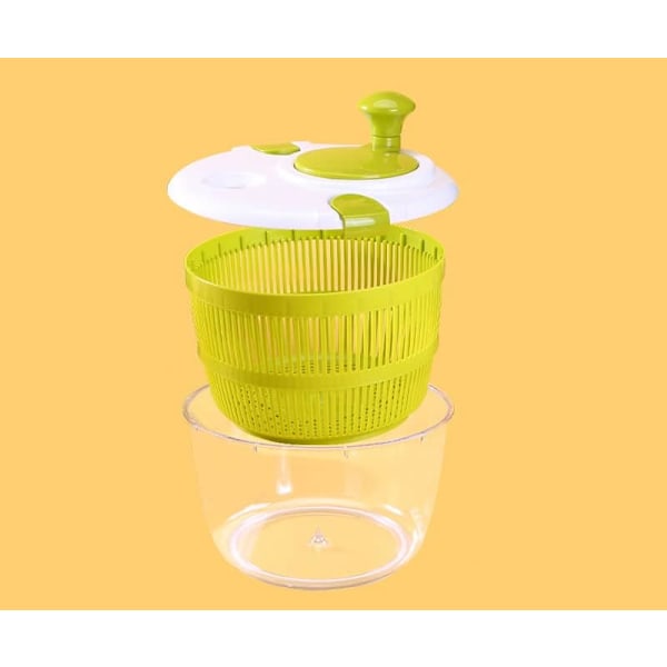 Salladsslunga - Salladstvättare, 5L Salladstork Salladsslungor med Grönsakstvättskorg, Hushållsfrukt Dehydrator Avlopp Green