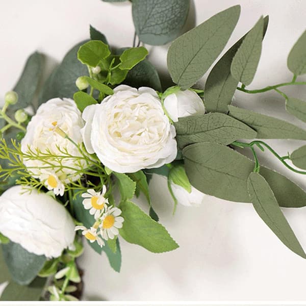 Bröllopsbåge Blommor, 2 st Pion Dekorativa Blomstersvep, Konstgjorda Gröna Blad Sidenblomma för Bröllop, Pergola, Båge, Bröllop White