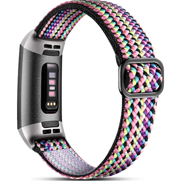 Strækbart rem til Fitbit Charge 3 / Fitbit Charge 4, Blød justerbar elastisk erstatning, Nylonvævet sportsarmbånd, as