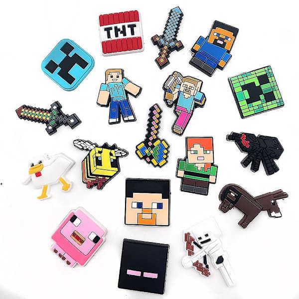 18 stk. Minecraft Sko-pynt, Croc Clog Sko Dekoration til Børn Voksne