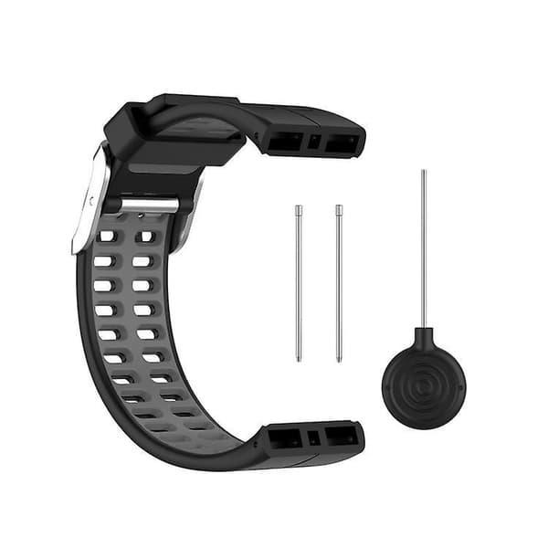 För Polar V800 GPS Smartklocka Tvåfärgat Stålspänne Klockarmband Black-Grey