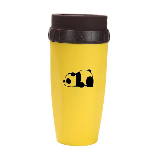 Bärbar Coverless Twist-mugg med isolerad kaffekopp i rostfritt stål panda yellow