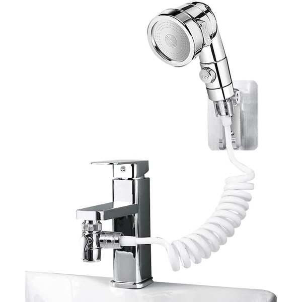 Bathroom Sink Shower Head Set, Bathroom Hand Shower, Telescopic Hose, Perfect for Washing Hair or Cleaning the Sink (3 Modes)