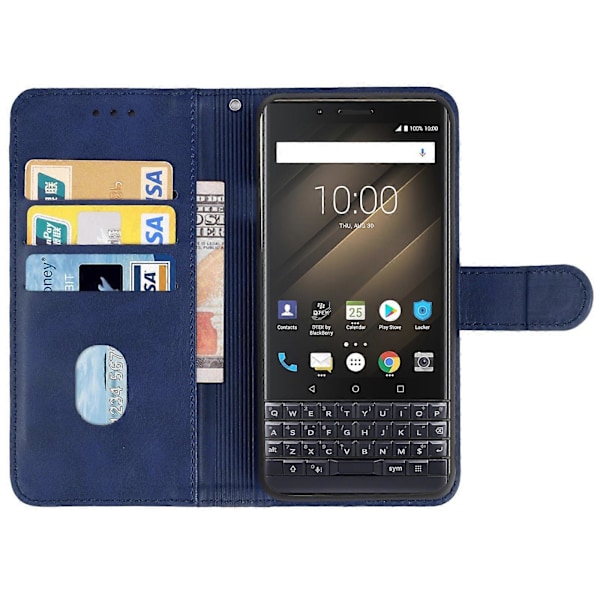 Læder telefoncover til Blackberry KEY2 Blue