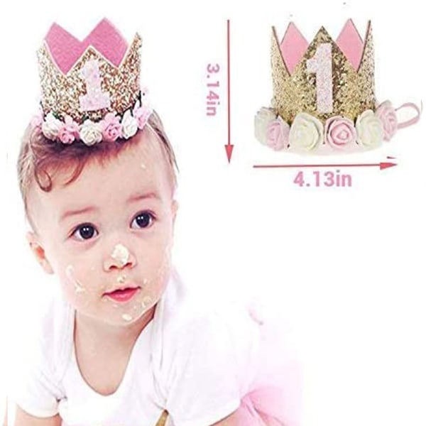 Birthday Crown Kid Glitter Party Hattar med Numbers Hat för