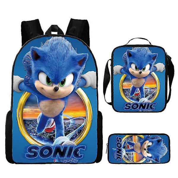 Sonic Ala-asteen Koululaukku Kolmiosainen Setti Anime Sarjakuva Reppu Olkalaukku Penaali korkealaatuinen 22 Shoulder bag