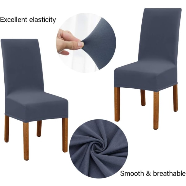 6 Pieces (Blue Gray) Leeyunbee Modern Elastic Chair Cover,