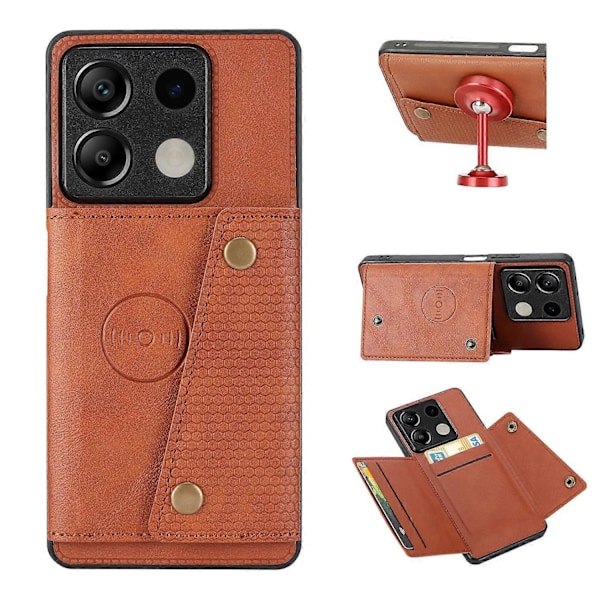 För Xiaomi Redmi Note 13 5G Fodral PU Läder+TPU Anti-fall Telefonskal med Korthållare Style A