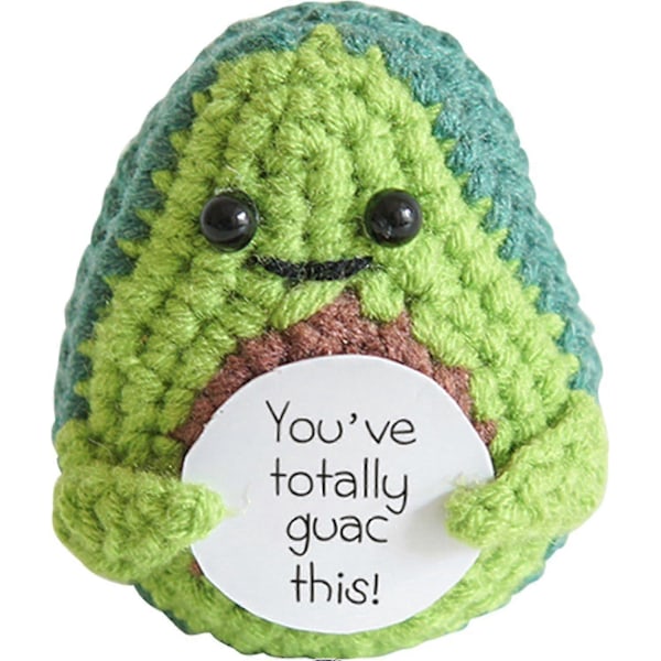 Mini Hauska Positiivinen Peruna, pehmeä villaneulelelu 7,6 cm Söpö Virkattu Nukke Positiivisella Korttikoristeella Kannustus Tuki Syntymäpäivähuoneen Sisustukseen Avocado -1pcs