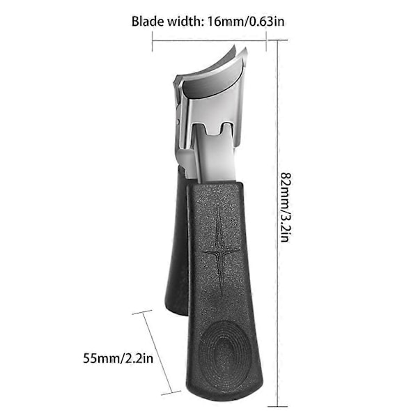 Bred Gabåbning Anti-Sprøjt Skrå Negleklipper Bærbar Tånegl Fingernegl Trimmer til Hjemme Rejsebrug Black