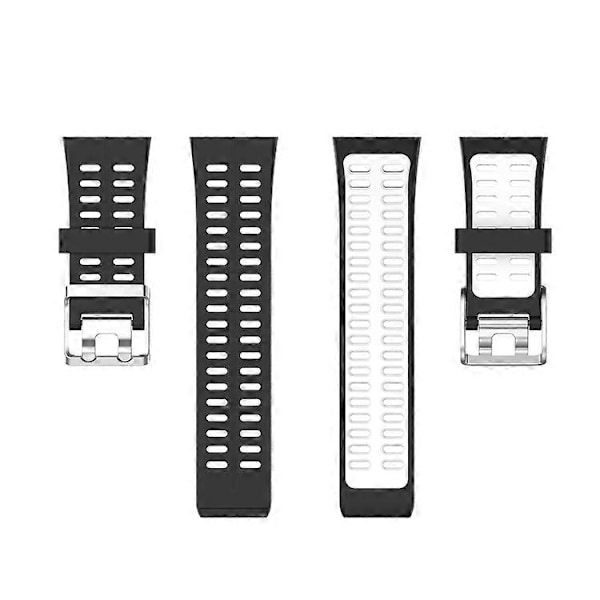 För Polar V800 GPS Smartklocka Tvåfärgat Stålspänne Klockarmband Black-White