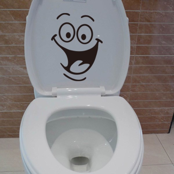 2 stk WC Smiley Face Dekal Veggdekorasjon Morsom Baderom Klistremerke