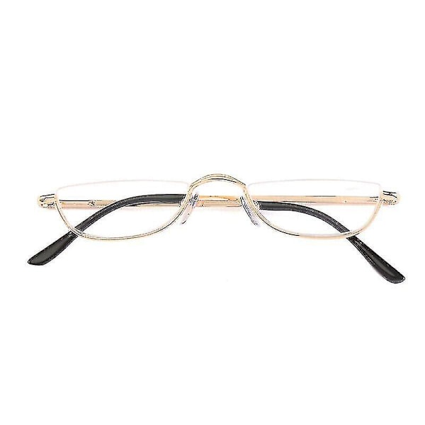 Läsglasögon Metall Fjädergångjärn Halvmåne Semi Rimless Läsare 1.0~4.0 Gold 4.00 strength