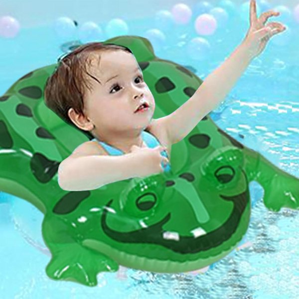 Svømmering - Oppustelige Pool Legetøj til Børn | Sjov Vandring Dyre Pool Ring med Lysende Øjne Frø, Ride on Pool Party, Komfortabel green sitting circle