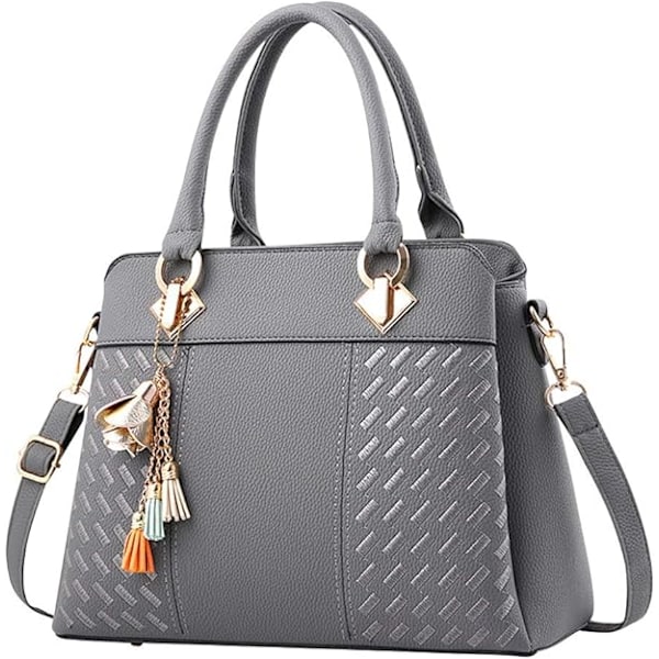 Dame Håndtasker Skuldertaske Crossbody Messenger Taske Tote Satchel til Kvinder PU Læderpung Grey