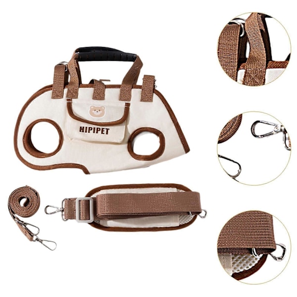 Hundbärväska Multifunktionell Söt Hundlyftsele för Promenader Resor Utomhus brun S brown XL