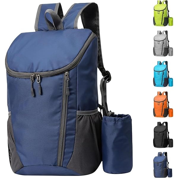 Kevyt kokoontaitettava reppu, pieni vaellusreppu, vedenpitävä pakattava reppu miehille naisille lapsille, kestävä reppu ulkoiluun ja matkustamiseen Dark Blue