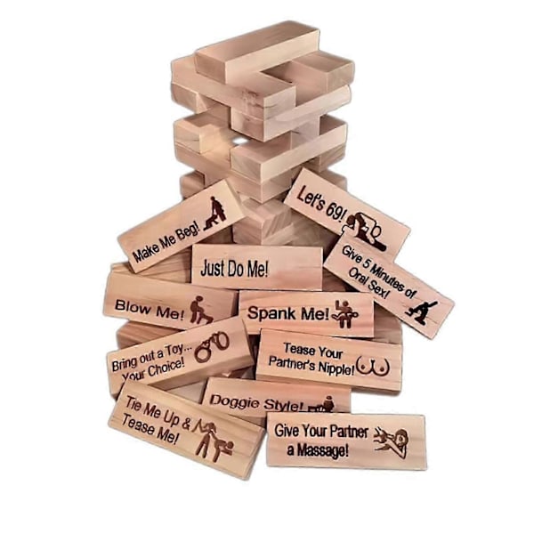 48 st Super Naughty Block Tower Spel - Valentinsdag Parspel för Vuxna