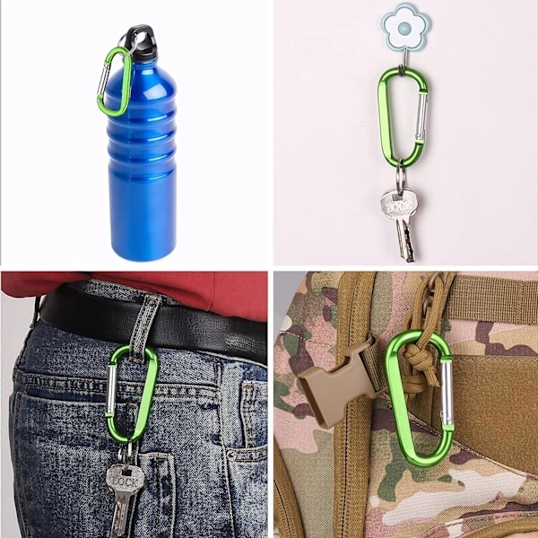6 ST Flerfärgad karbinhake Caribeaner Clip, 3\" stor aluminium D Ri