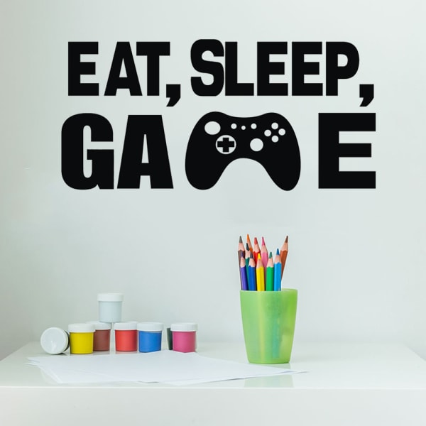 Eat Sleep Game -seinätarra (musta, 11''L x 22,8''K), videopeli