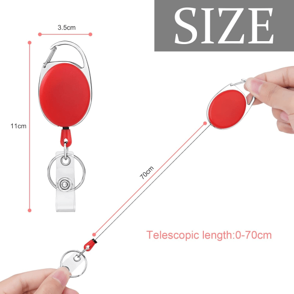Utdragbar Badgehållare, 6 st Utdragbara Nyckelringar