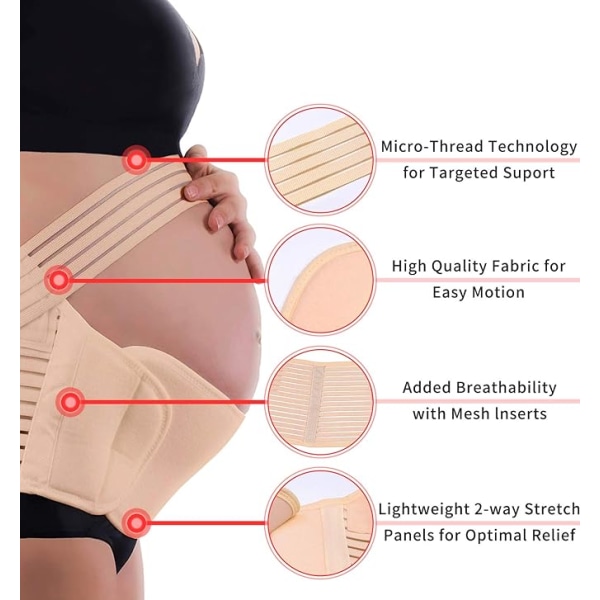 Svangerskapsbelte, tre-i-ett svangerskapsbelte, elastisk og