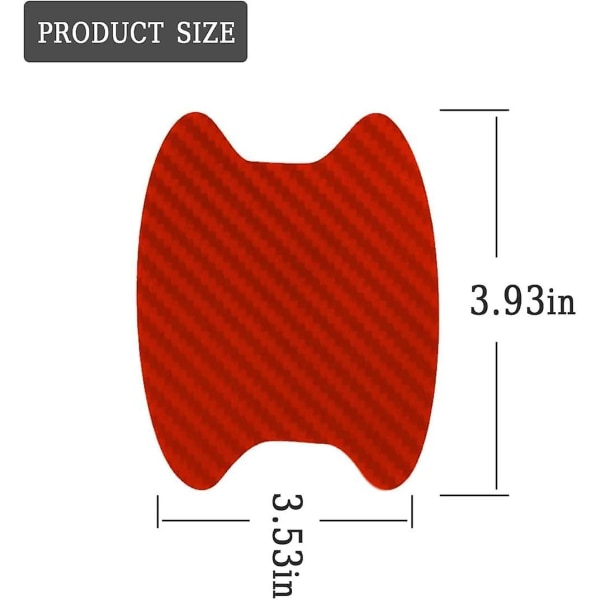 4 stk. eksteriør klistremerker for bil, universelle anti-ripe bilhåndtakbeskyttende film i karbonfiber, egnet for de fleste bildørhåndtak (rød)