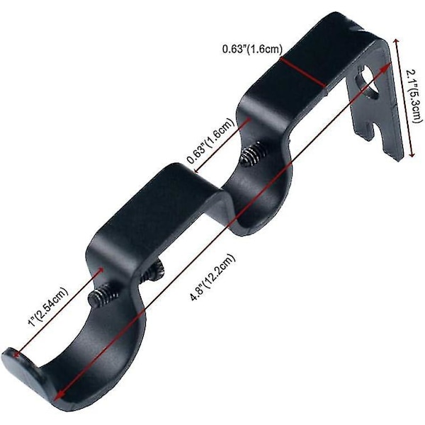 Robust gardinstangbeslag Dobbelt gardinstangbeslag 1 \"og 5/8\" ikke-justerbar gardinstangssæt, sæt med 3. Brun-PHWJ
