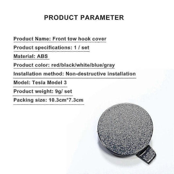 Front Tow Hook Cover til Tesla Model 3, Sort Erstatningskofangerdæksel (1460701-00-b) blue