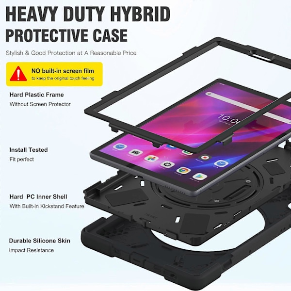För Lenovo Tab K10 / M10 Plus Silikon + PC Skyddande Tablet Fodral (Svart)