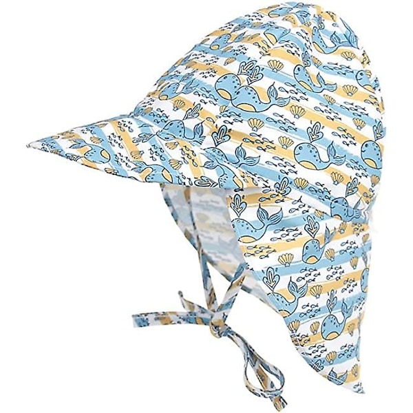 Baby Solhatt Barnkeps med Nackskydd Bomullshatt Anti-UV Utomhus Strandhatt Flicka Pojke（M）