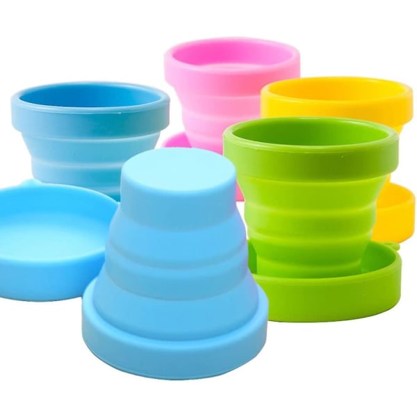 5pc Silicone Collapsible Travel Cups Set, Collapsible Cups For Cmping, Collapsible 170ml Light Water Drinking Tumbler With Lid For Picnic, Hiking