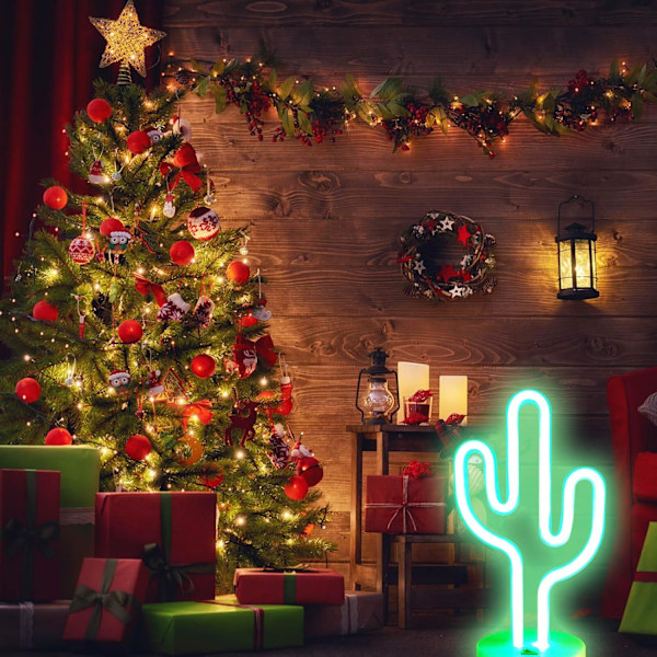 USB Laddning/Batteri Neonskylt Kaktus Dekor Klassrum LED Kaktus Lampa Barn Nattlampa Rumslampor för Sovrum Tonårsflickors Sovrumsinredning (Kaktus)